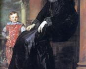 安东尼 凡 戴克 : Genoese Noblewoman with her Son
